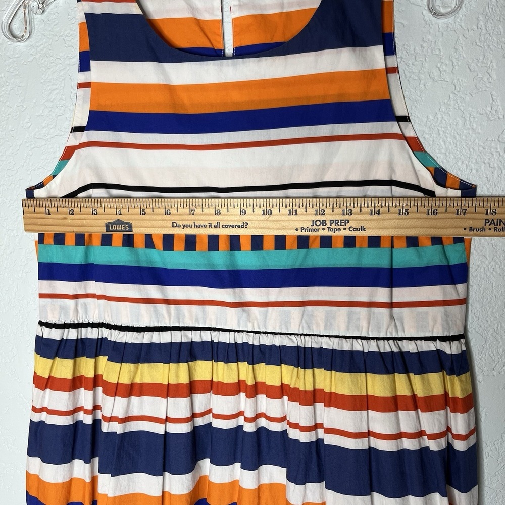 MDS Stripes Women's Maxi Dress Size 2 Multicolor 100% Cotton Tiered Coastal - Picture 5 of 10